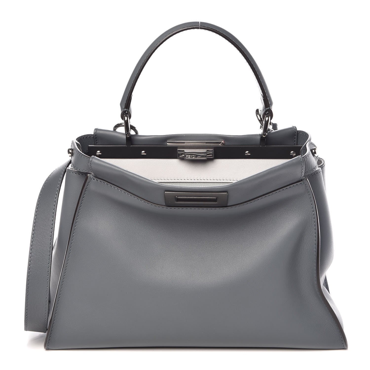 Fendi Vitello Seta Shiny Nappa Medium Peekaboo Iconic Satchel Alga Rosa Doll 1 of 16