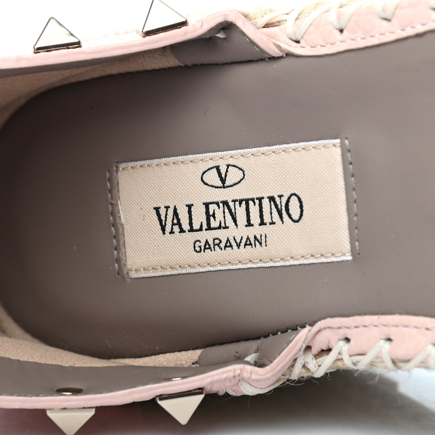 Valentino Garavani Grained Calfskin Rockstud Ankle Wrap Espadrille Flatform Sandals 36 Rose Quartz 7 of 8