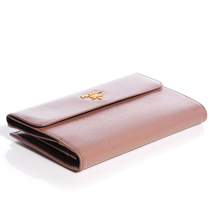 Prada Saffiano Metal Continental Wallet Dark Rose 4 of 8