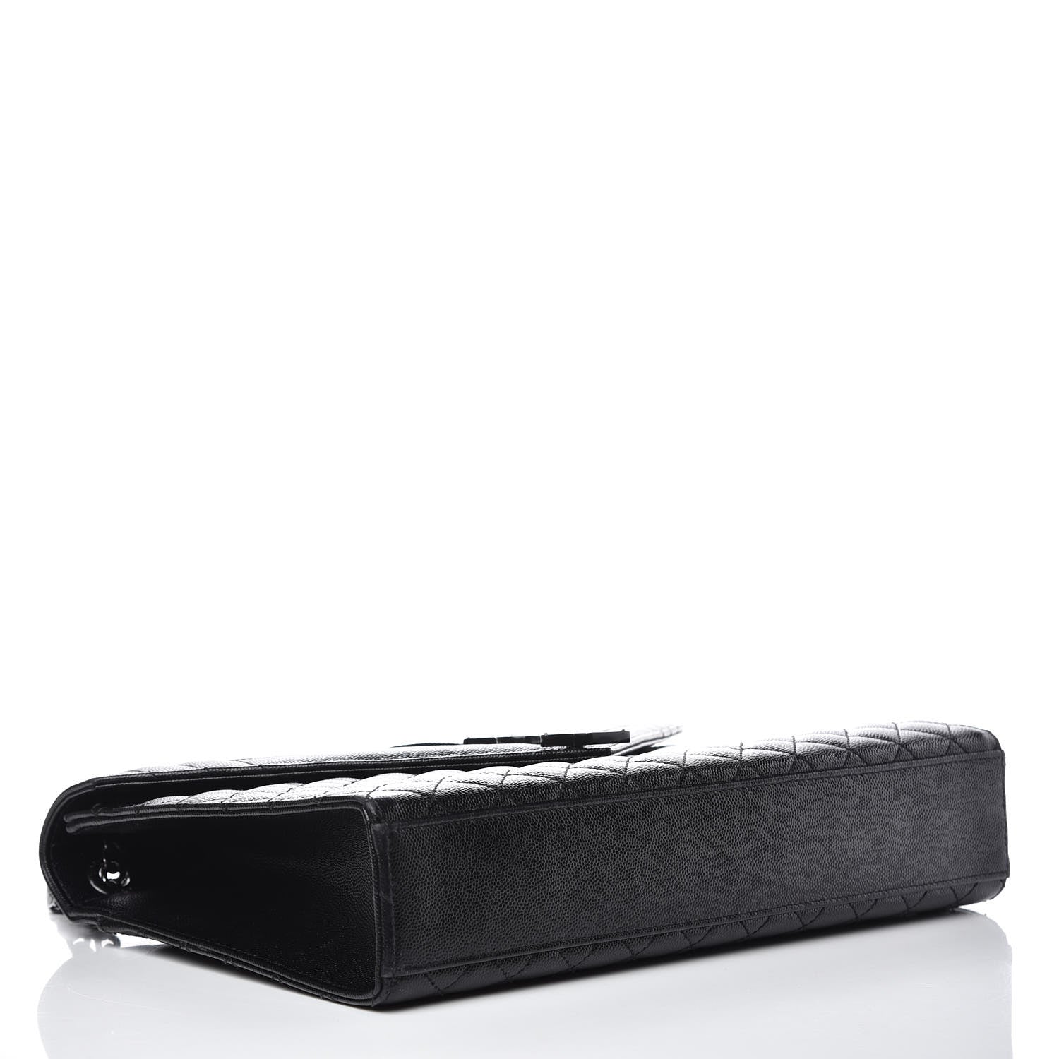 Saint Laurent Grain De Poudre Textured Mixed Matelasse Large Triquilt Monogram Monochrome Satchel Black 4 of 10