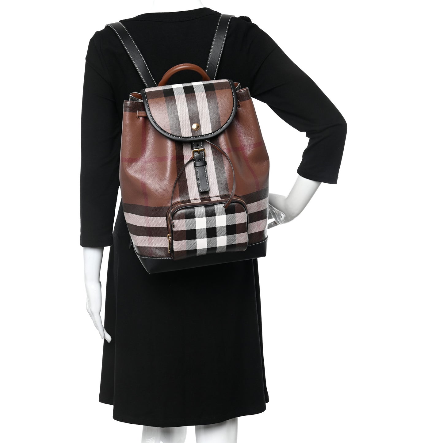 E-Canvas Check Medium Backpack Dark Birch Brown