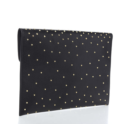 Alexander McQueen Calfskin Studded Skull Envelope Clutch Black 2 of 5