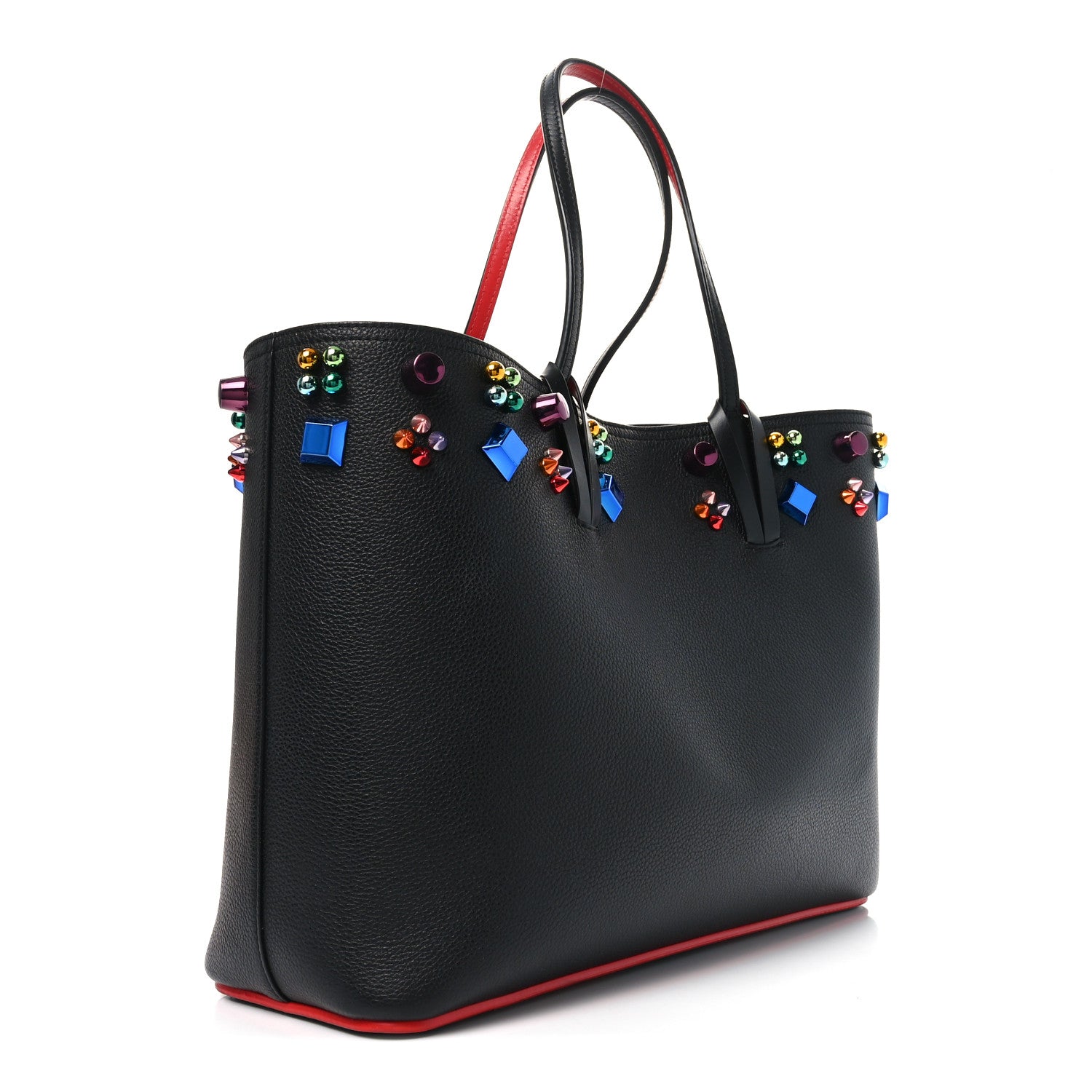 Christian Louboutin Calfskin Empire Spike Studded East West Cabata Tote Black Multicolor 4 of 10