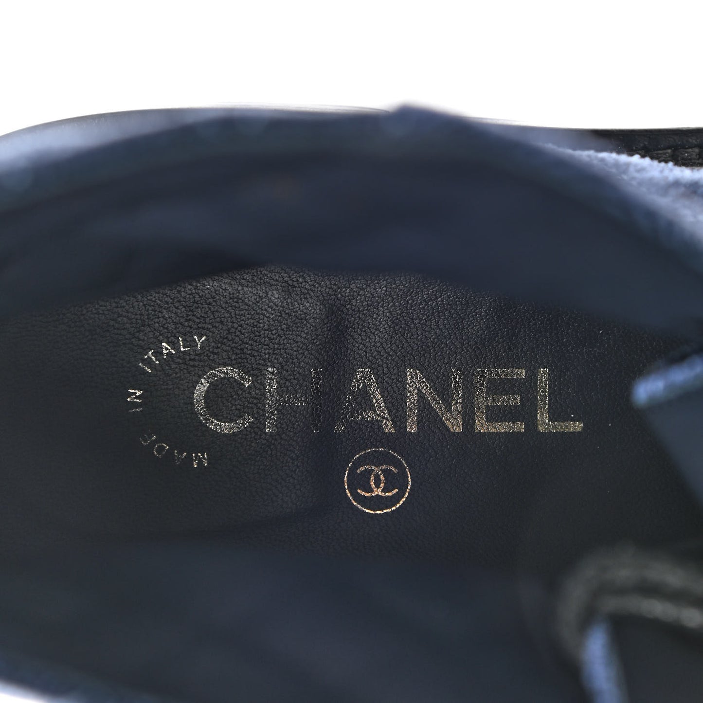 Shiny Calfskin Velvet Quilted Lace Up Combat Boots 39 Blue Black
