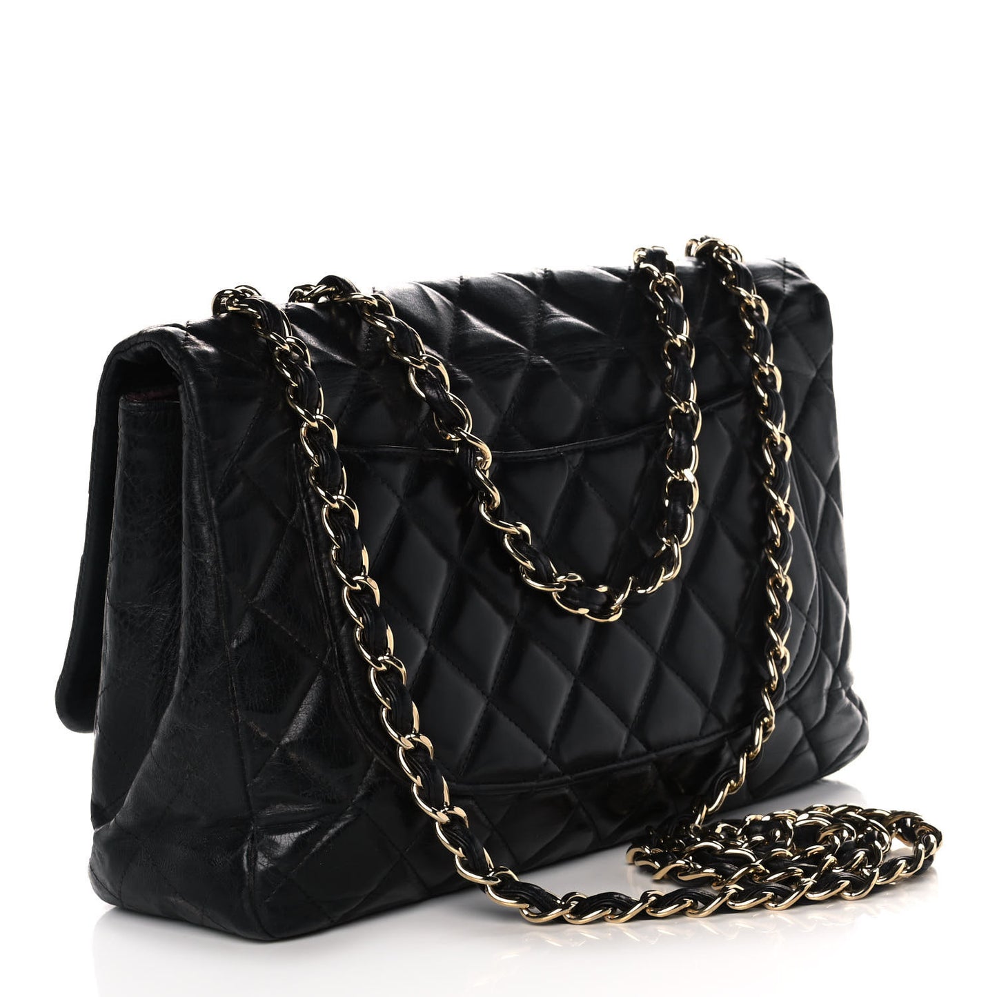 Lambskin Quilted Jumbo Single Flap Black