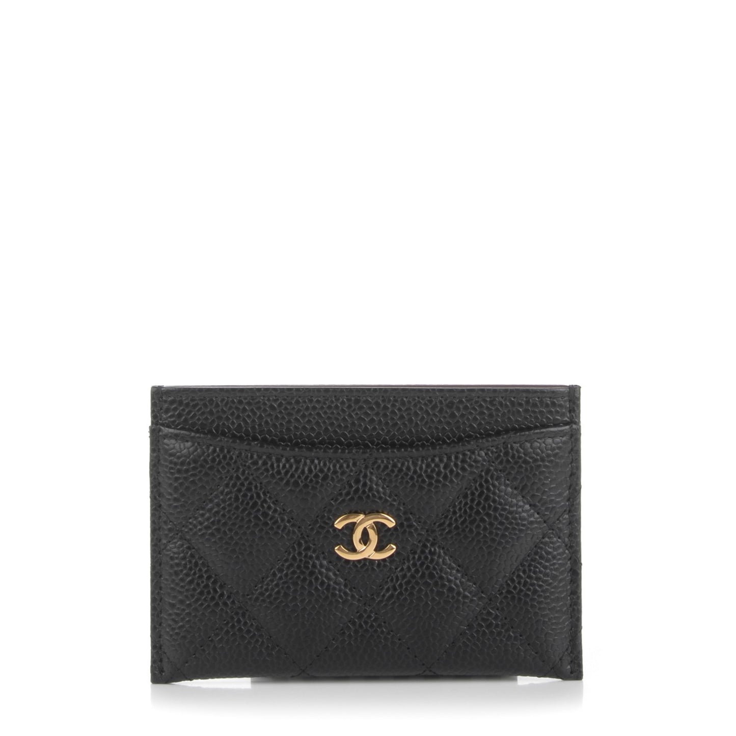 Caviar Quilted Card Holder Black