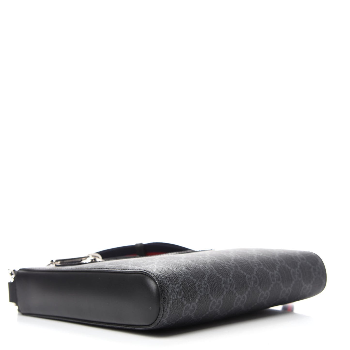 GG Supreme Monogram Web Small Flat Messenger Bag Black Grey