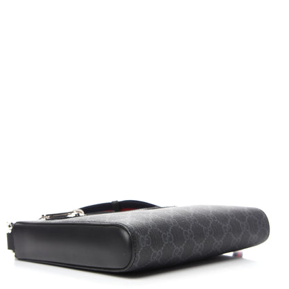 Gucci GG Supreme Monogram Web Small Flat Messenger Bag Black Grey 4 of 11