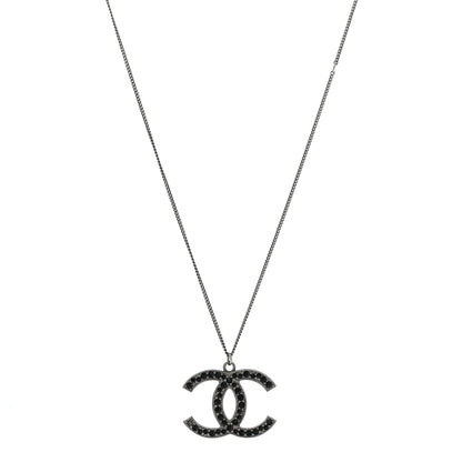 Chanel Crystal Large CC Necklace Ruthenium Black 1 of 7