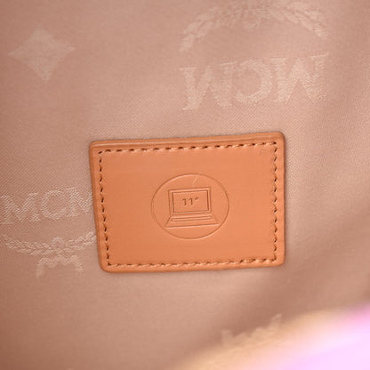 MCM Calfskin Visetos Diamond Printed Small Backpack Pink Cognac 7 of 13