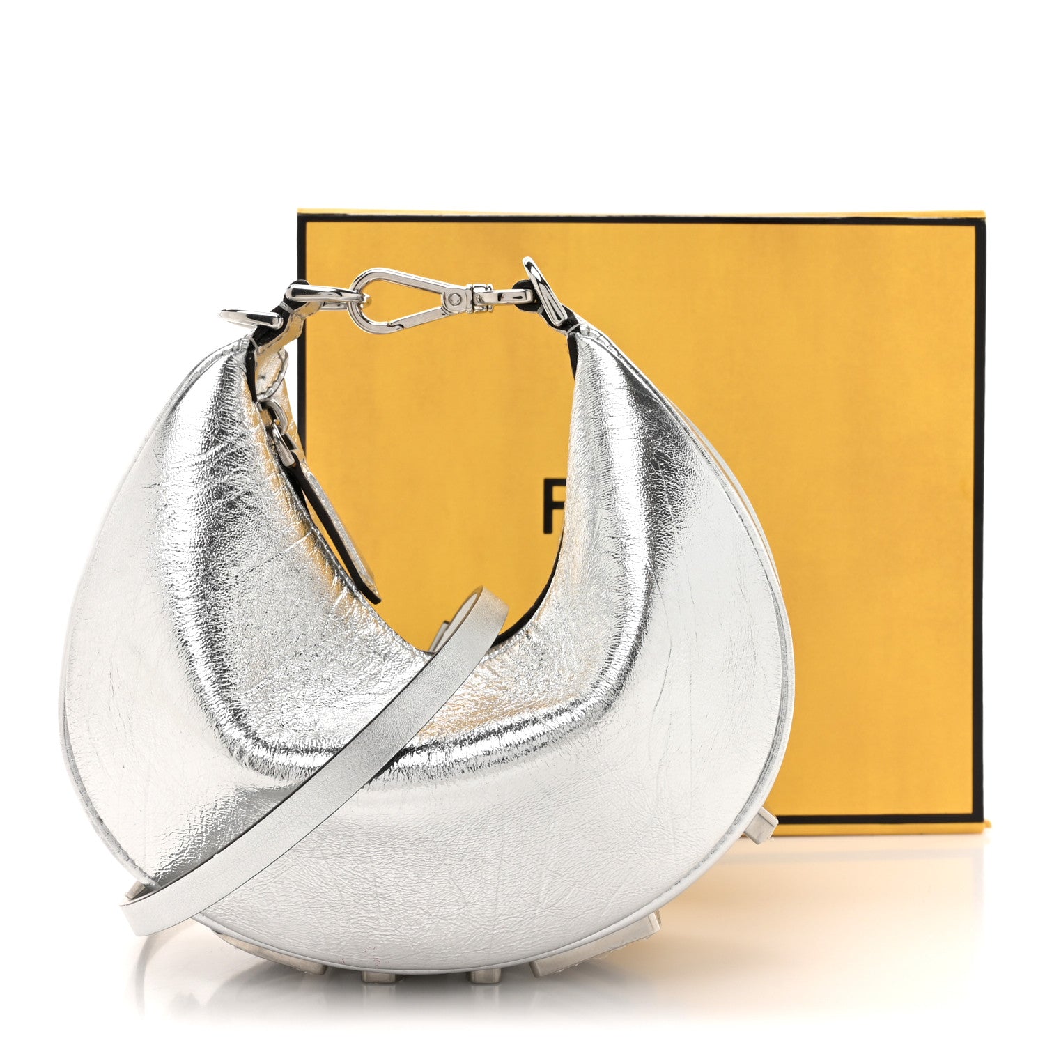 Fendi Rock Millenium Mini Fendigraphy Hobo Bag Argento 12 of 12