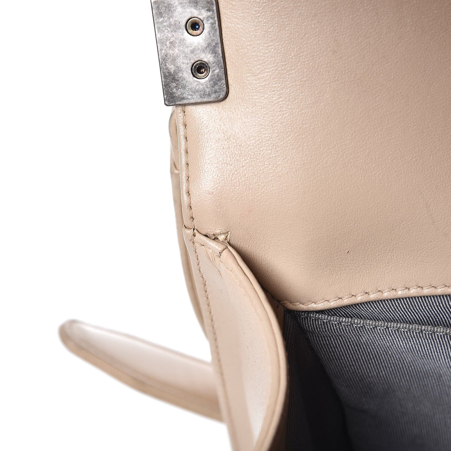 Lambskin Quilted Medium Boy Flap Beige