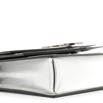 Saint Laurent Grain De Poudre Monogram Medium Sulpice Shoulder Bag Silver 7 of 11