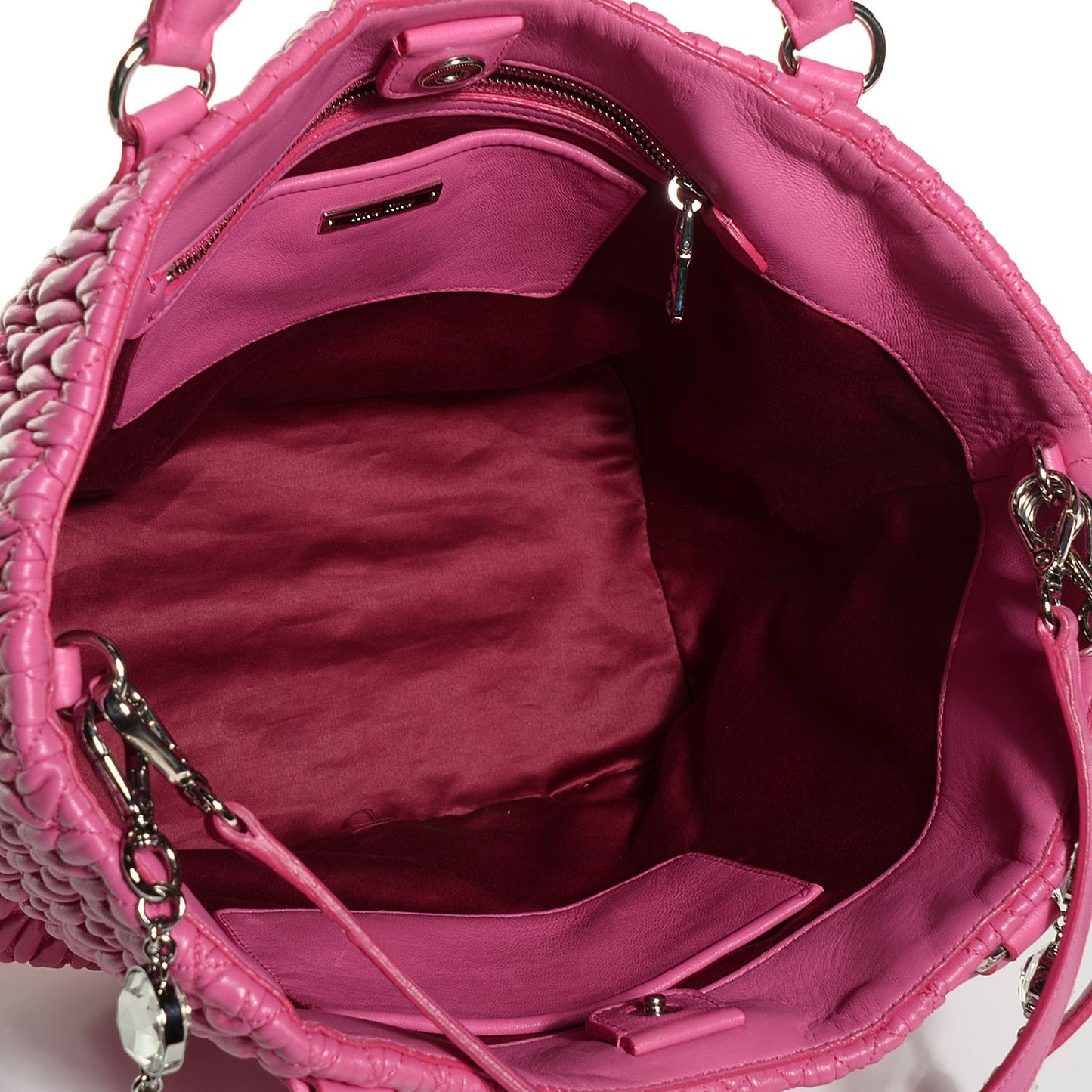 Nappa Matelasse Swarovski Crystal Tote Fuxia