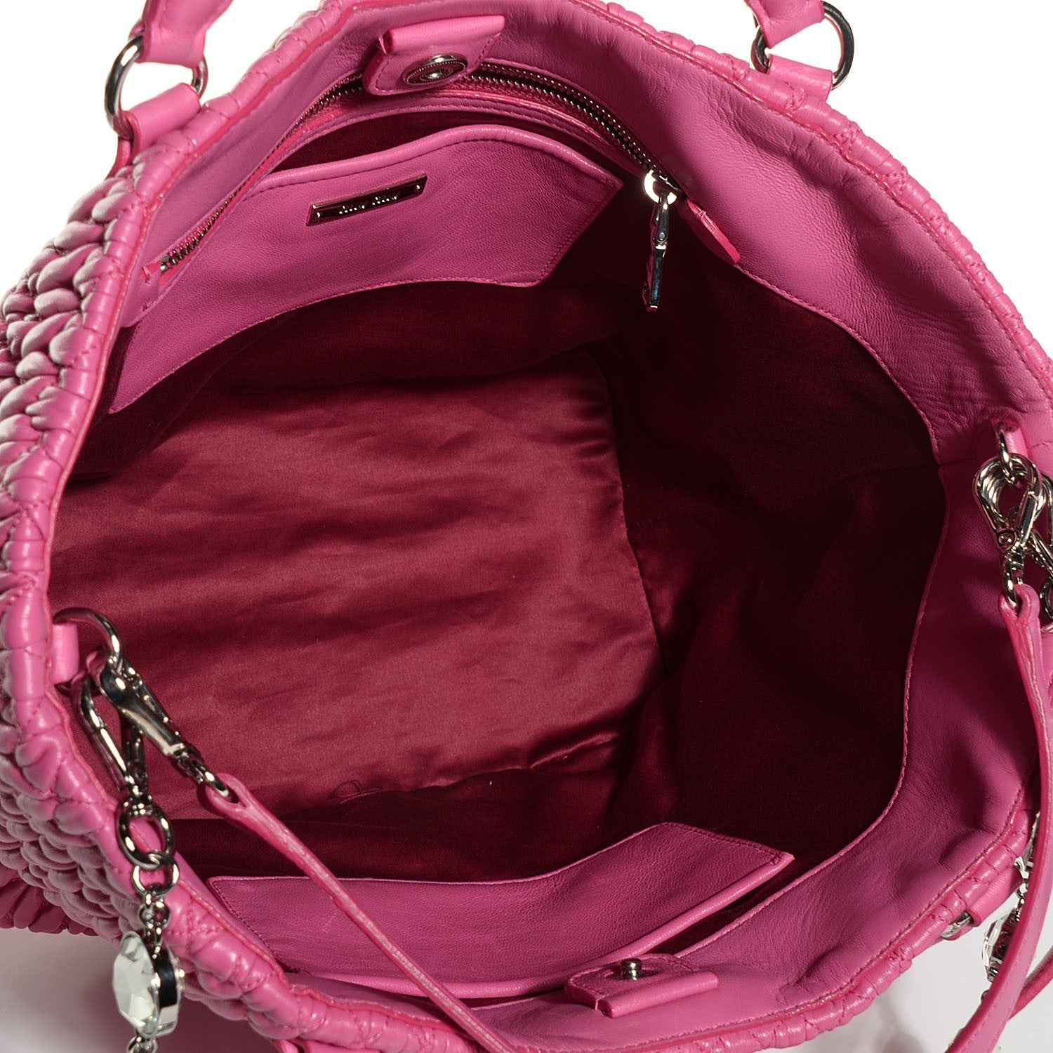 Miu Miu Nappa Matelasse Swarovski Crystal Tote Fuxia 5 of 9