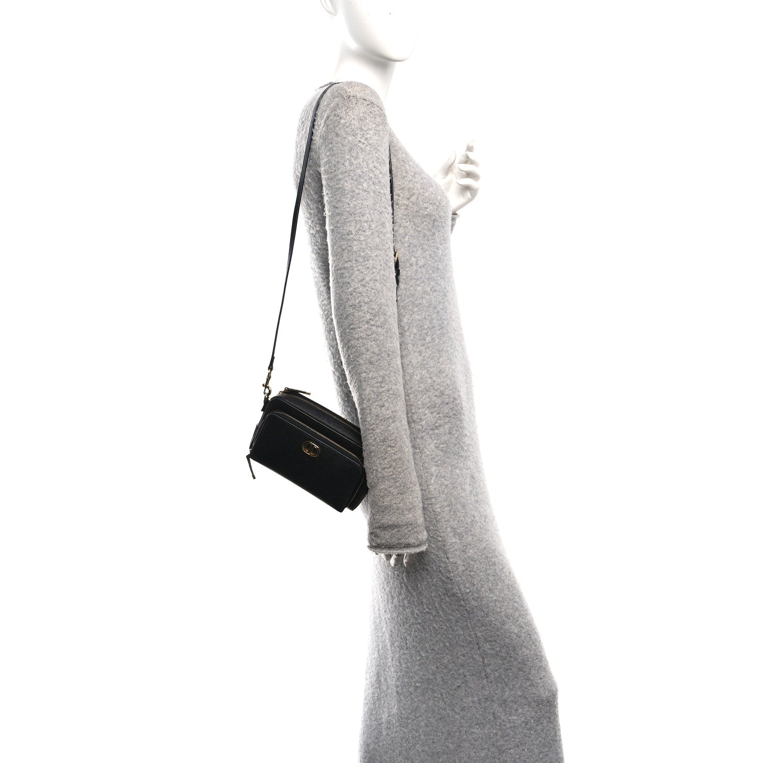 Christian Dior Grained Calfskin Caro Double Pouch Black 2 of 9