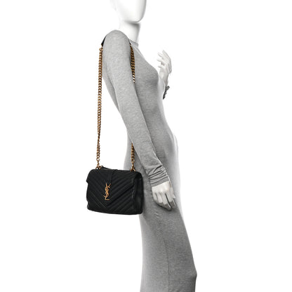 Saint Laurent Sheepskin Matelasse Chevron Monogram Medium College Bag Black 2 of 13