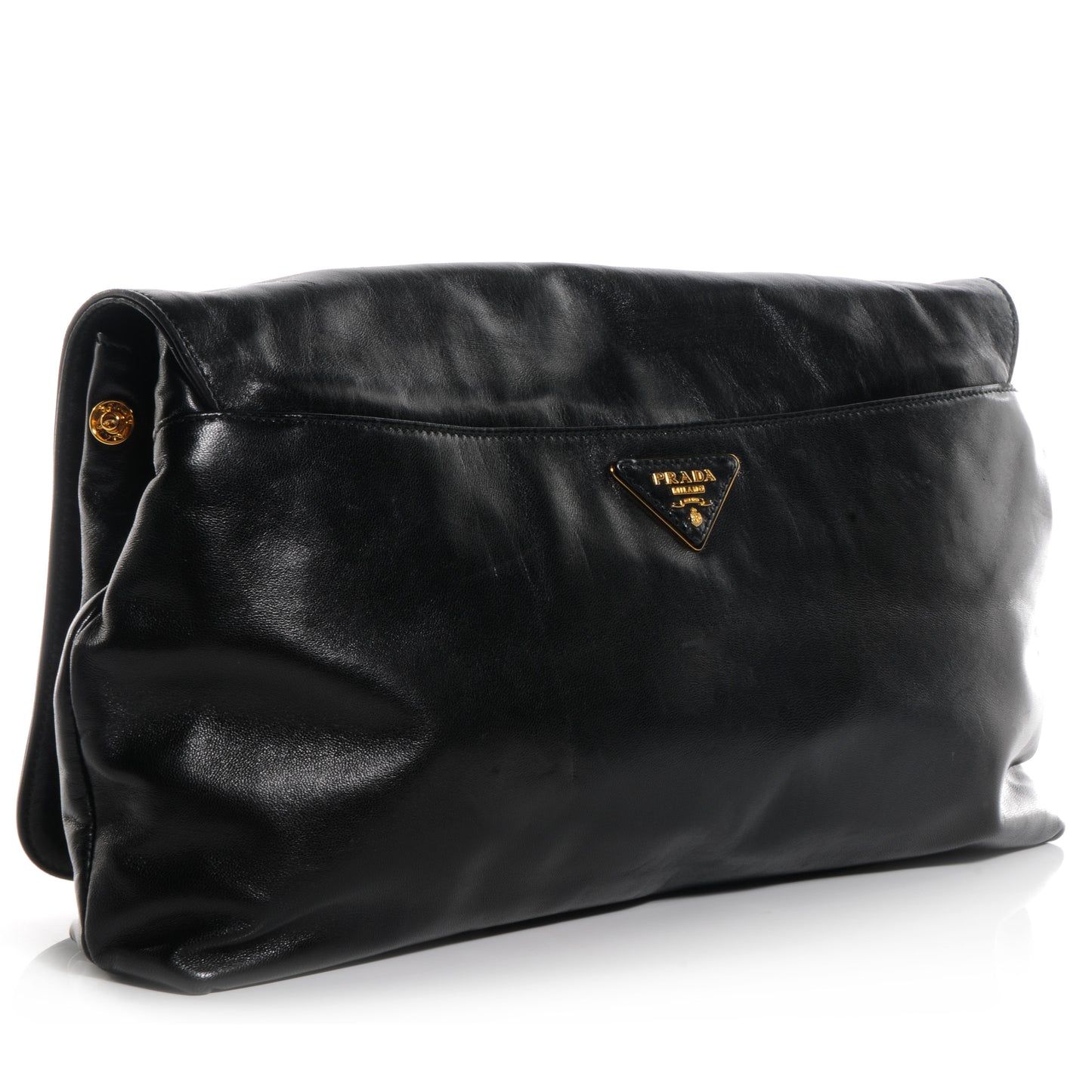 Nappa Rose Flap Clutch Black