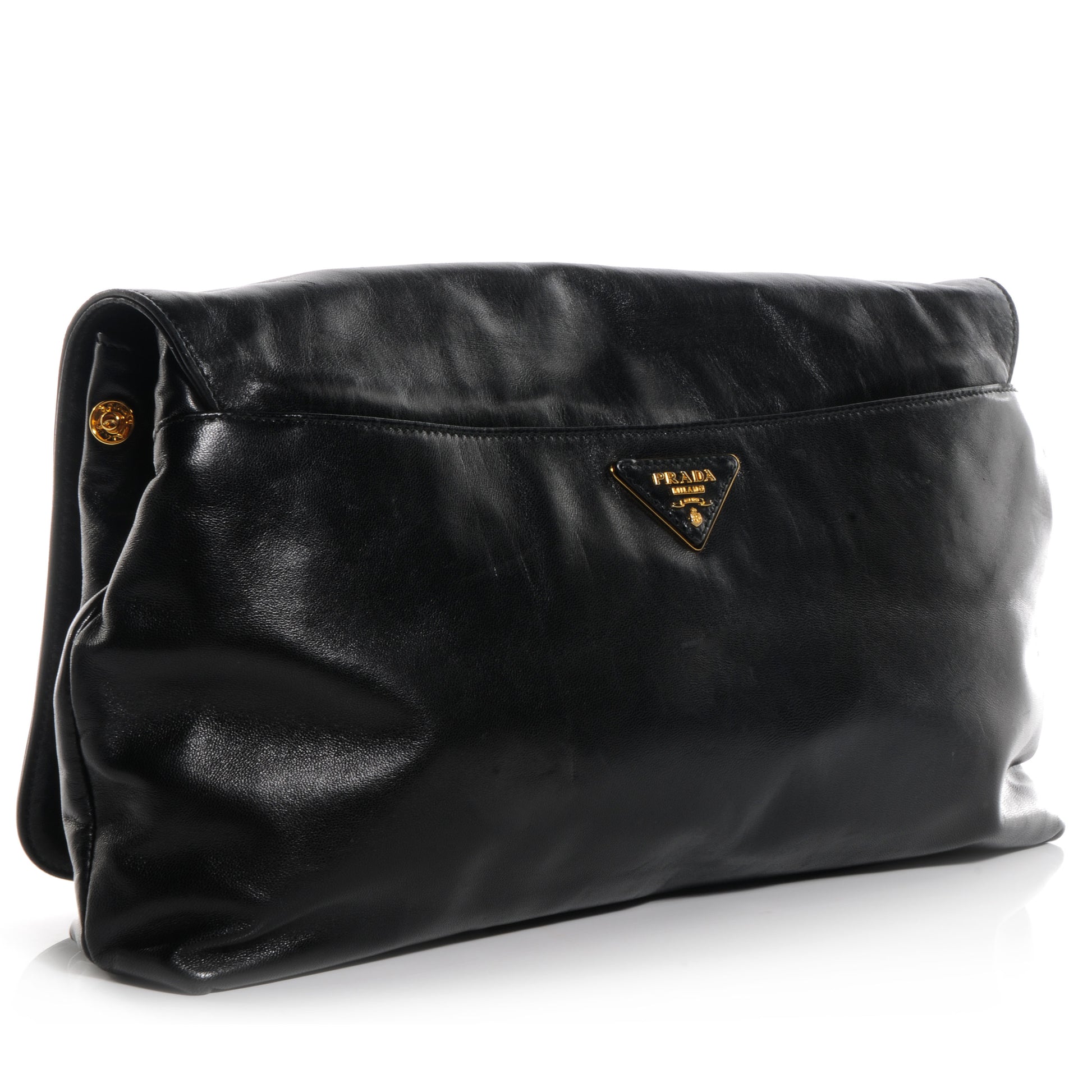 Prada Nappa Rose Flap Clutch Black 3 of 9