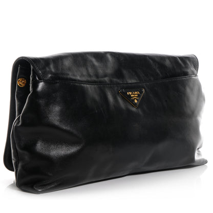 Prada Nappa Rose Flap Clutch Black 3 of 9
