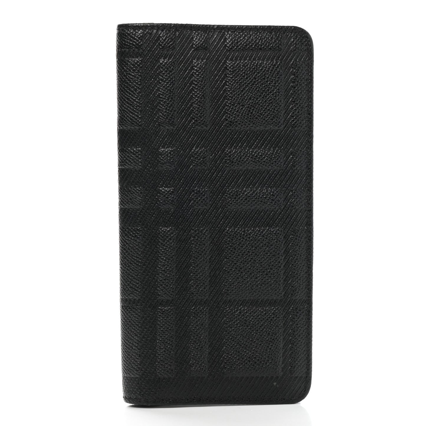 London Grainy Check Embossed Long Wallet Black