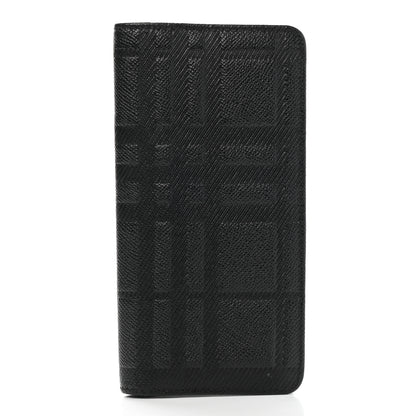 Burberry London Grainy Check Embossed Long Wallet Black 1 of 7