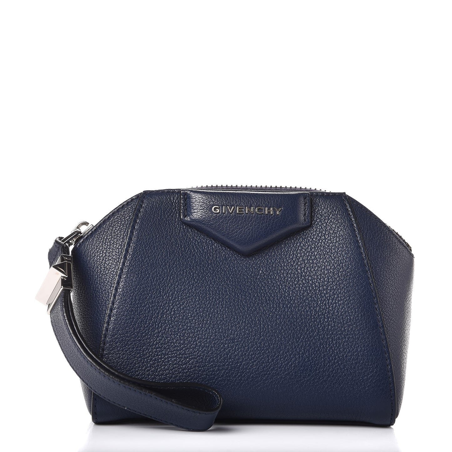 Sugar Goatskin Small Antigona Beauty Wristlet Navy