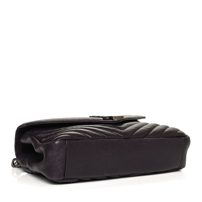 Saint Laurent Sheepskin Matelasse Chevron Monogram Medium College Bag Amaranto 4 of 11