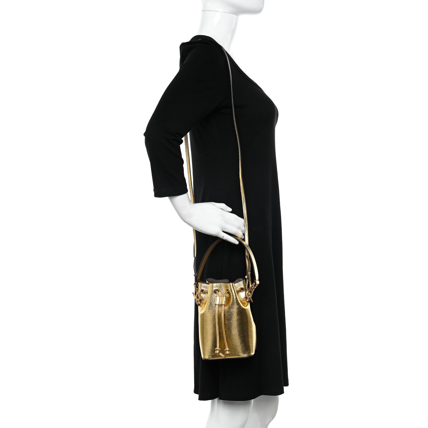 Fendi Karung Crystal F is Fendi Mini Mon Tresor Bucket Bag Gold 2 of 11
