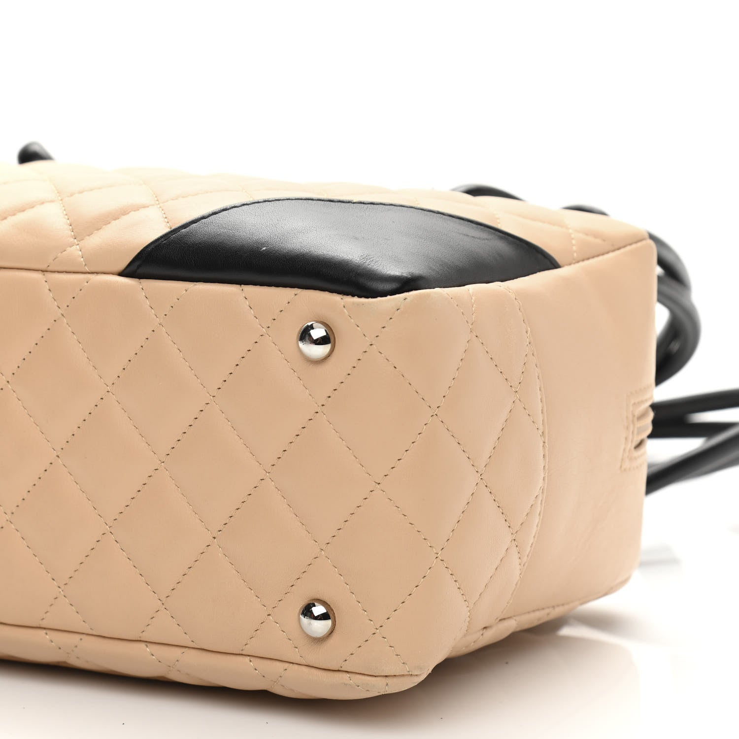 Chanel Calfskin Quilted Large Cambon Bowler Beige Black 10 of 11