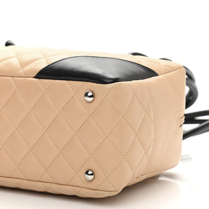 Chanel Calfskin Quilted Large Cambon Bowler Beige Black 10 of 11