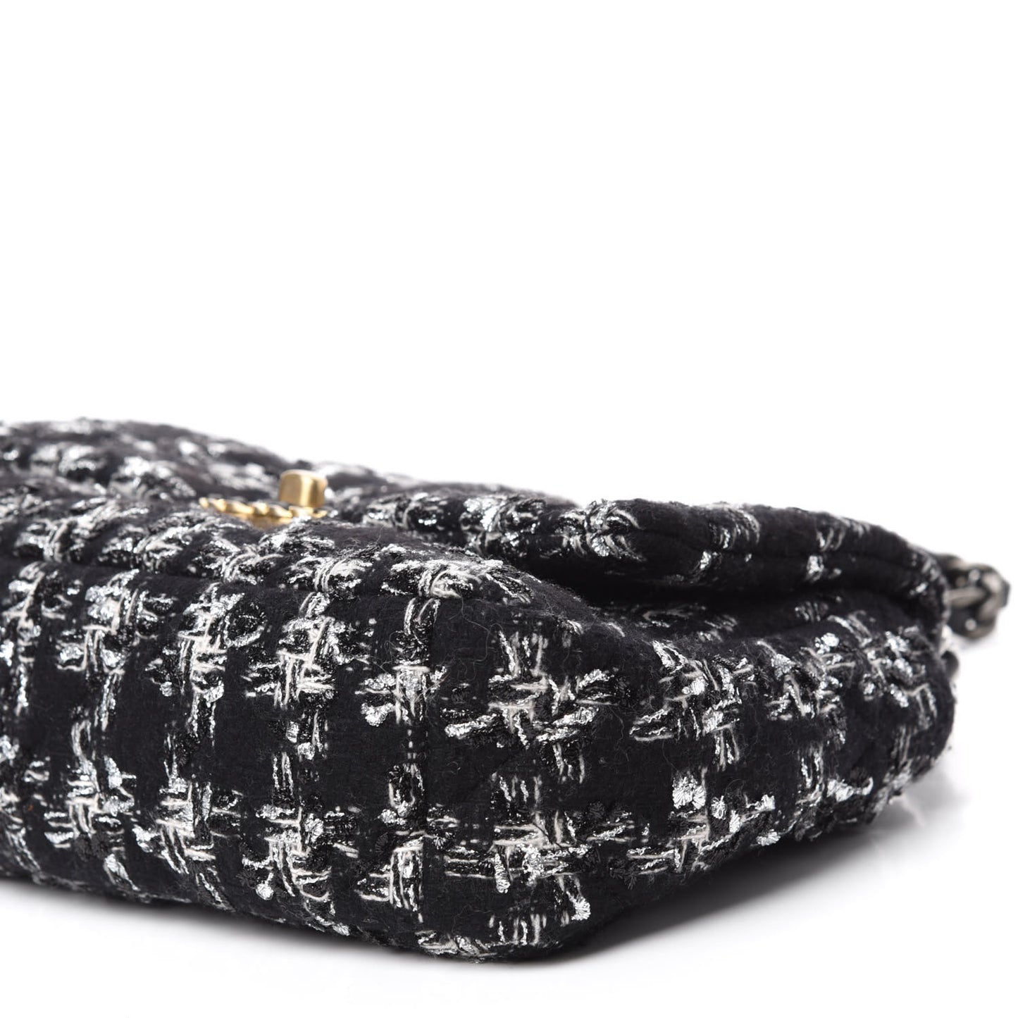 Tweed Quilted Medium Chanel 19 Flap Black Silver Ecru