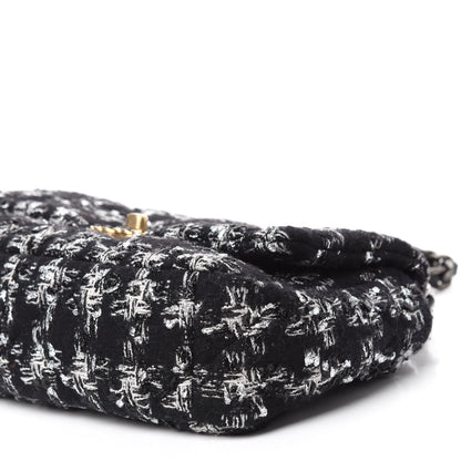 Chanel Tweed Quilted Medium Chanel 19 Flap Black Silver Ecru 7 of 10