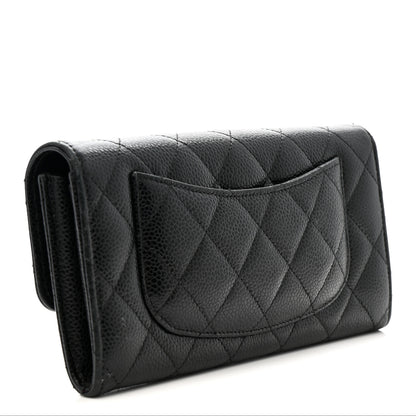 Chanel Caviar Quilted Large Gusset Flap Wallet Black 3 of 10