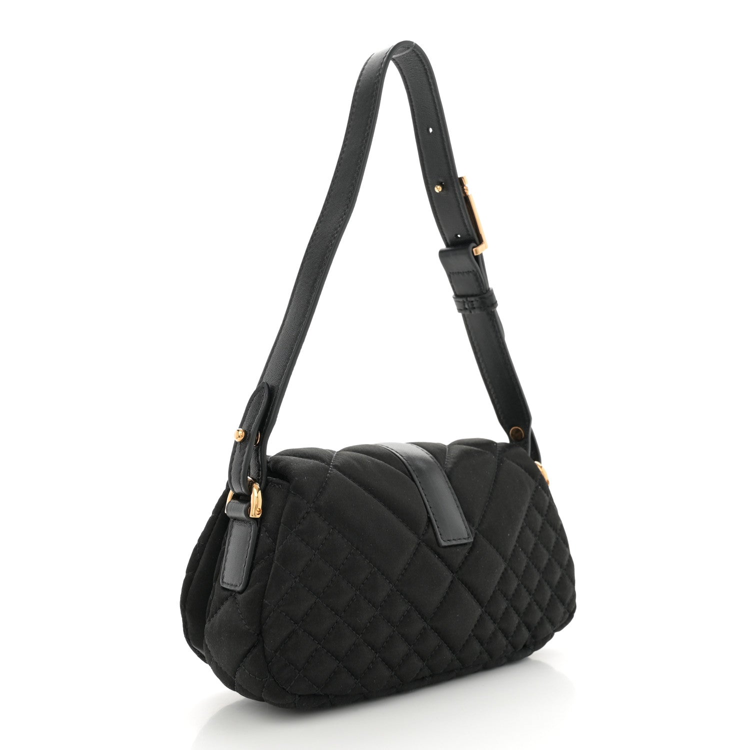 Versace Satin Crystal Quilted Mini Greca Goddess Shoulder Bag Black 3 of 10