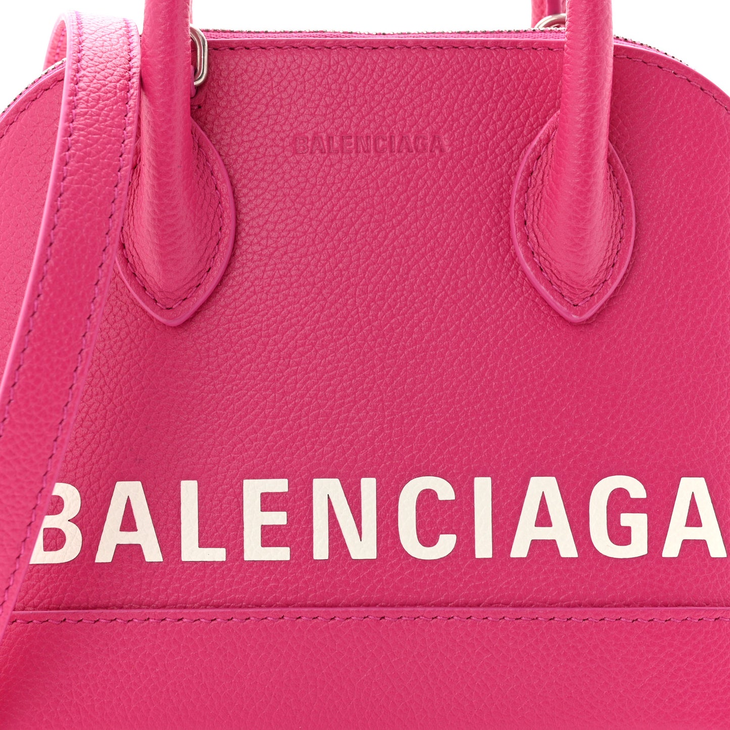 Grained Calfskin Logo XXS Ville Top Handle Bag Violet White