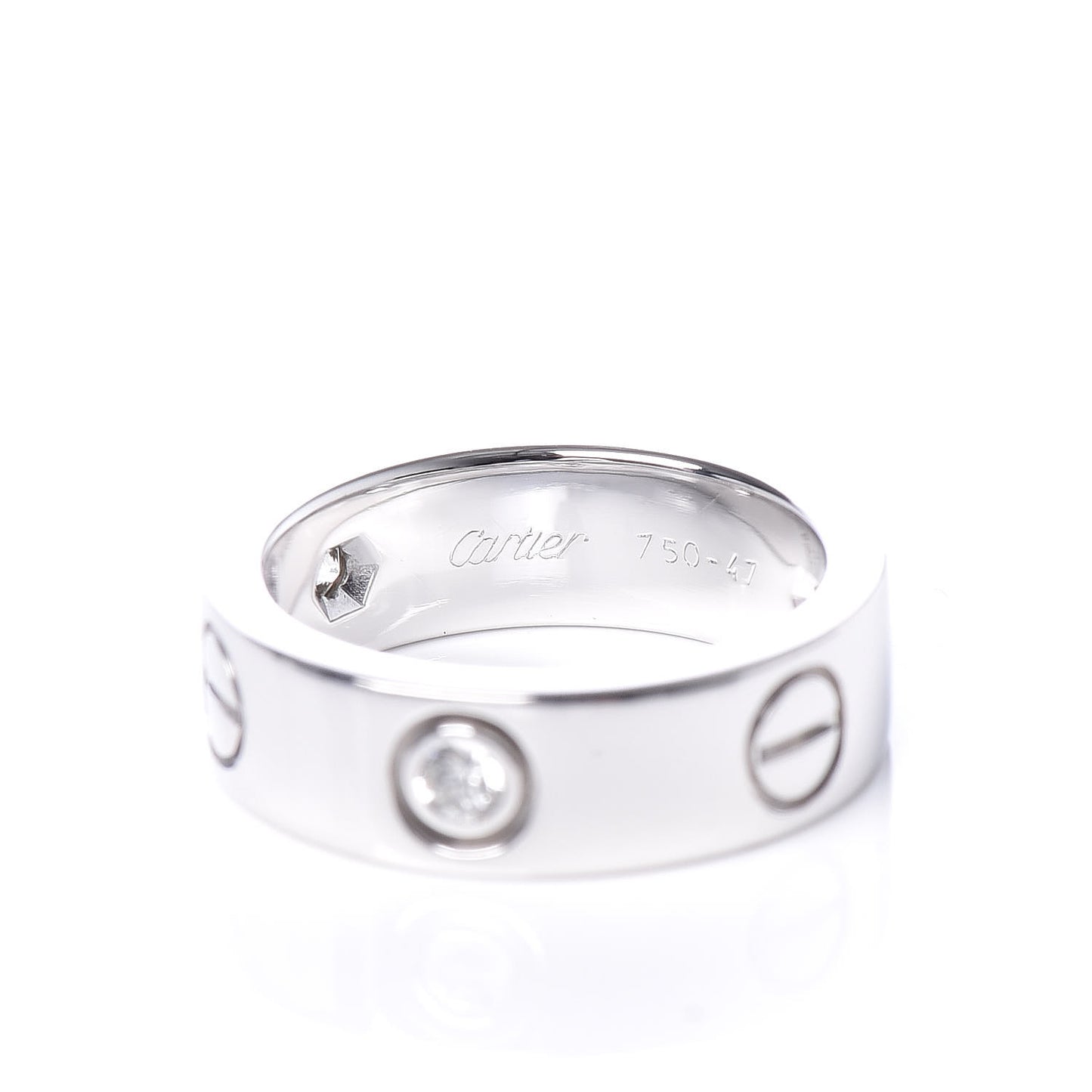 18K White Gold 3 Diamond 5.5mm LOVE Ring 47 4