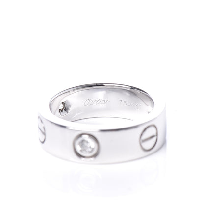 Cartier 18K White Gold 3 Diamond 5.5mm LOVE Ring 47 4 5 of 5