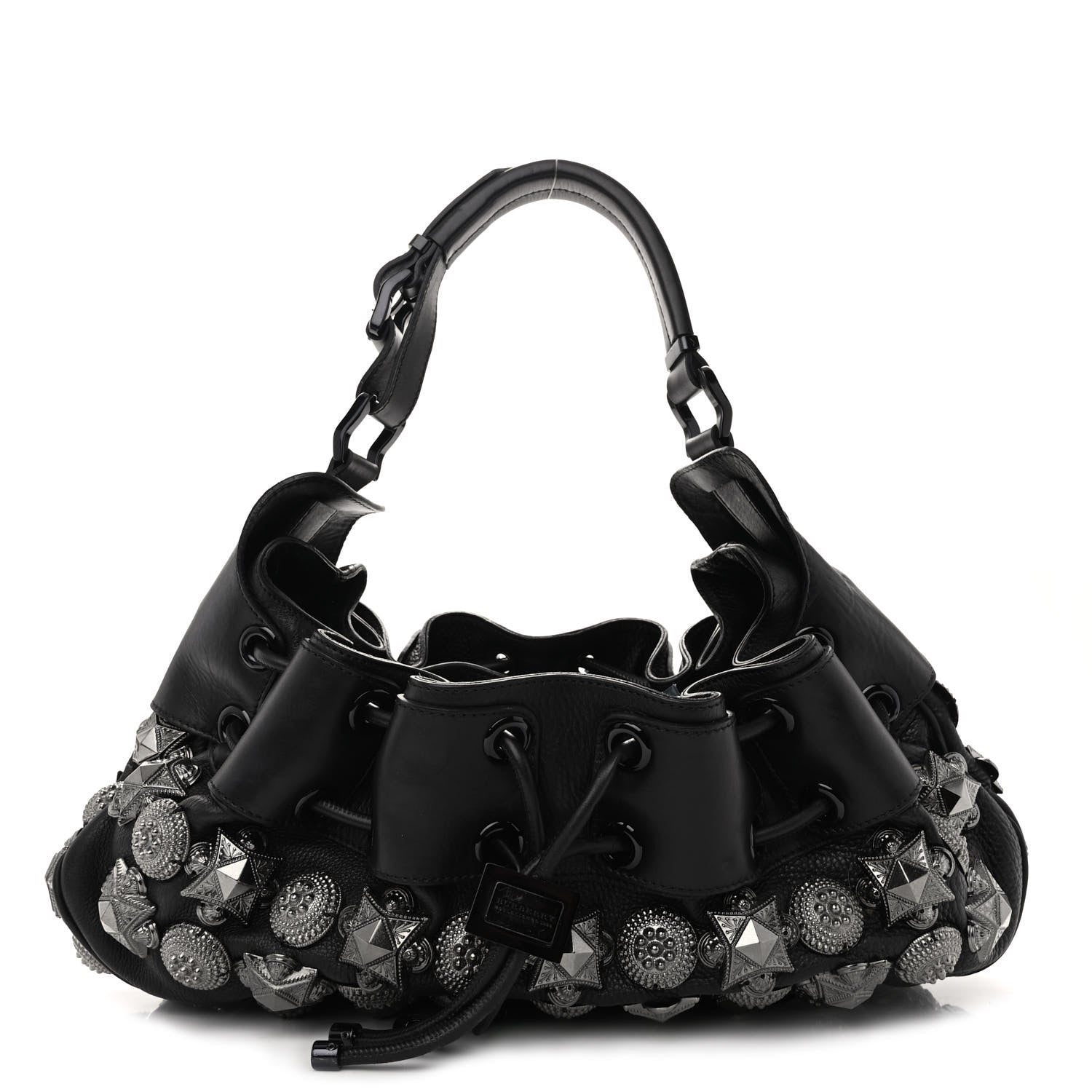 Burberry Calfskin Mason Warrior Studded Hobo Black 1 of 9