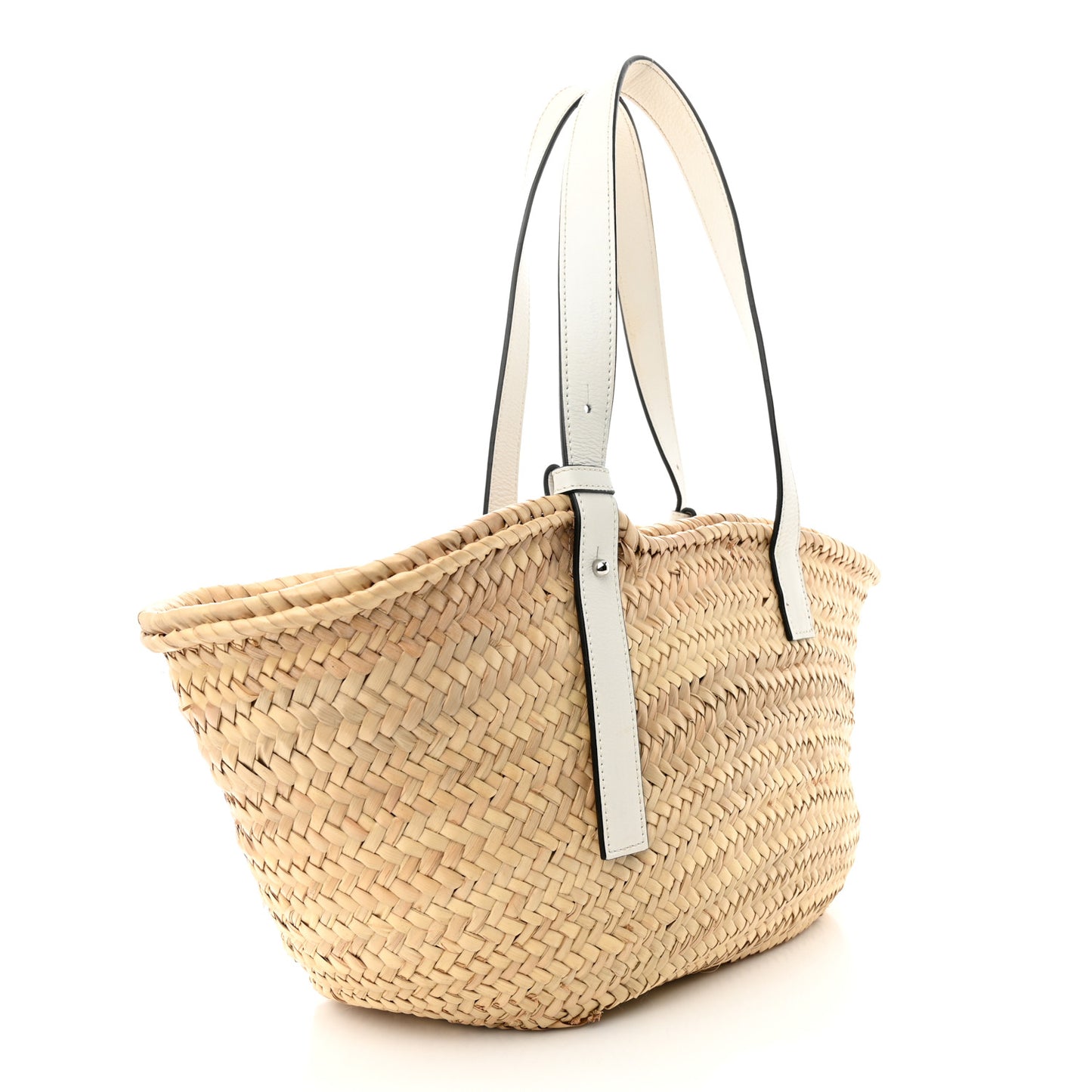 Raffia Basket Tote Bag Natural White