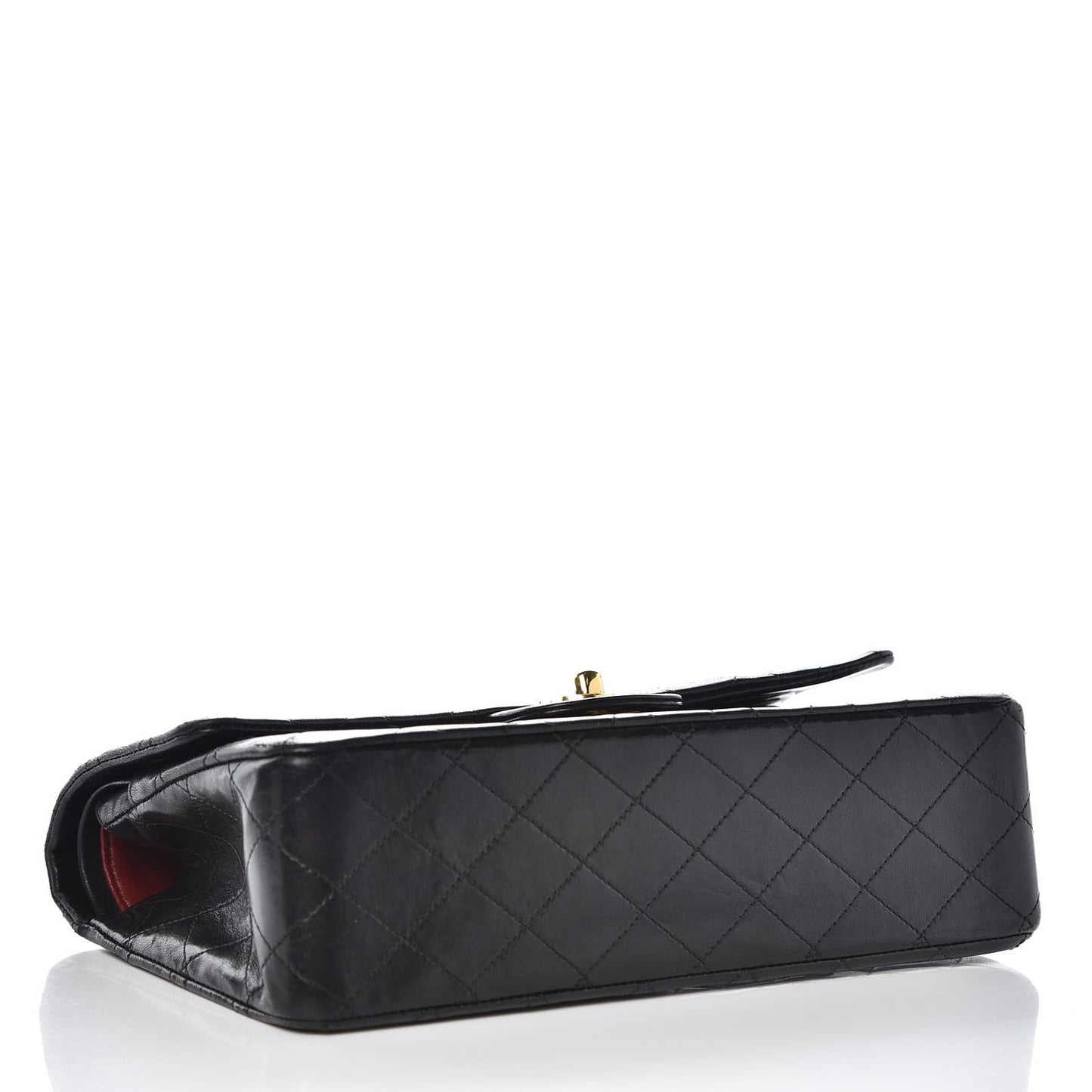 Lambskin Quilted Medium Double Flap Bag Black