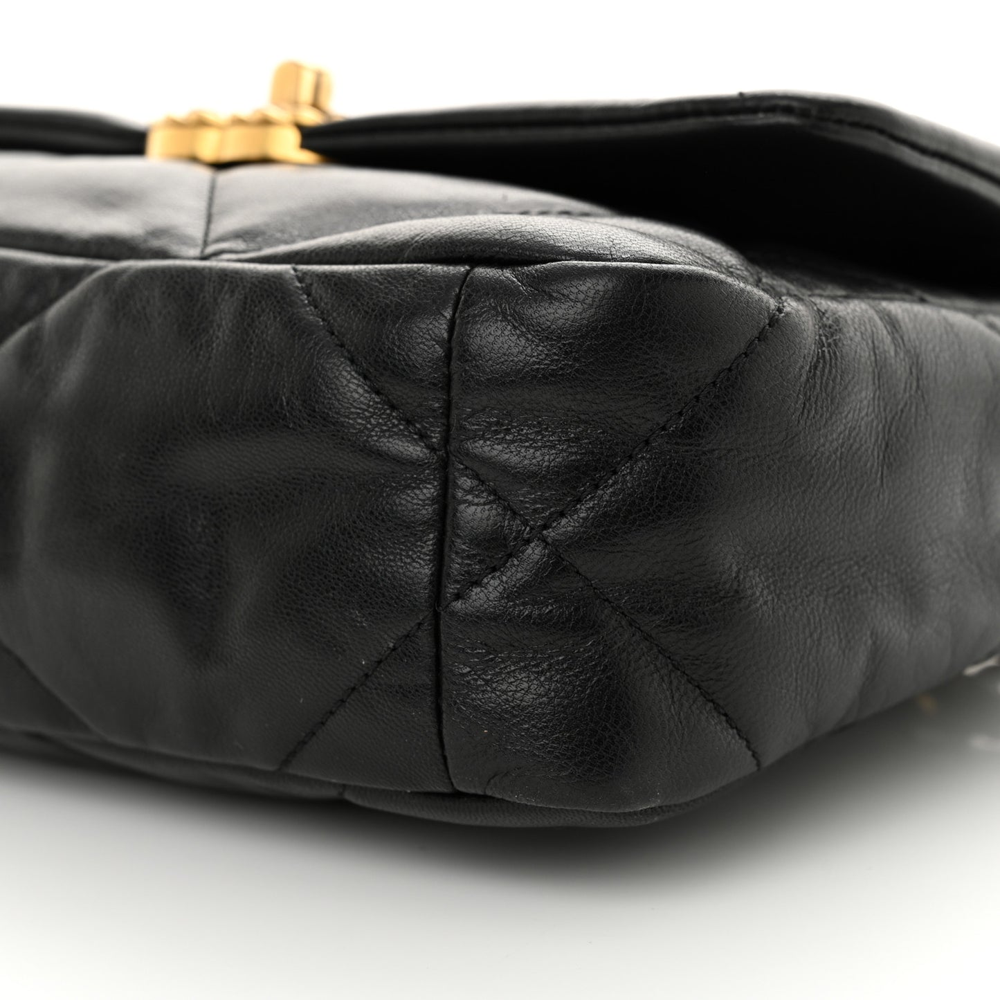 Shiny Goatskin Quilted Medium Chanel 19 Flap Black