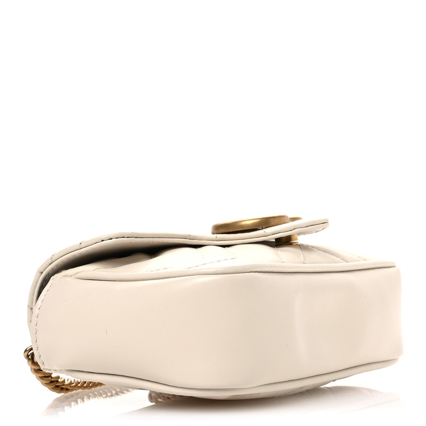 Calfskin Matelasse Super Mini GG Marmont Shoulder Bag White