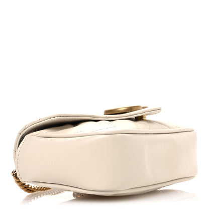 Gucci Calfskin Matelasse Super Mini GG Marmont Shoulder Bag White 4 of 11
