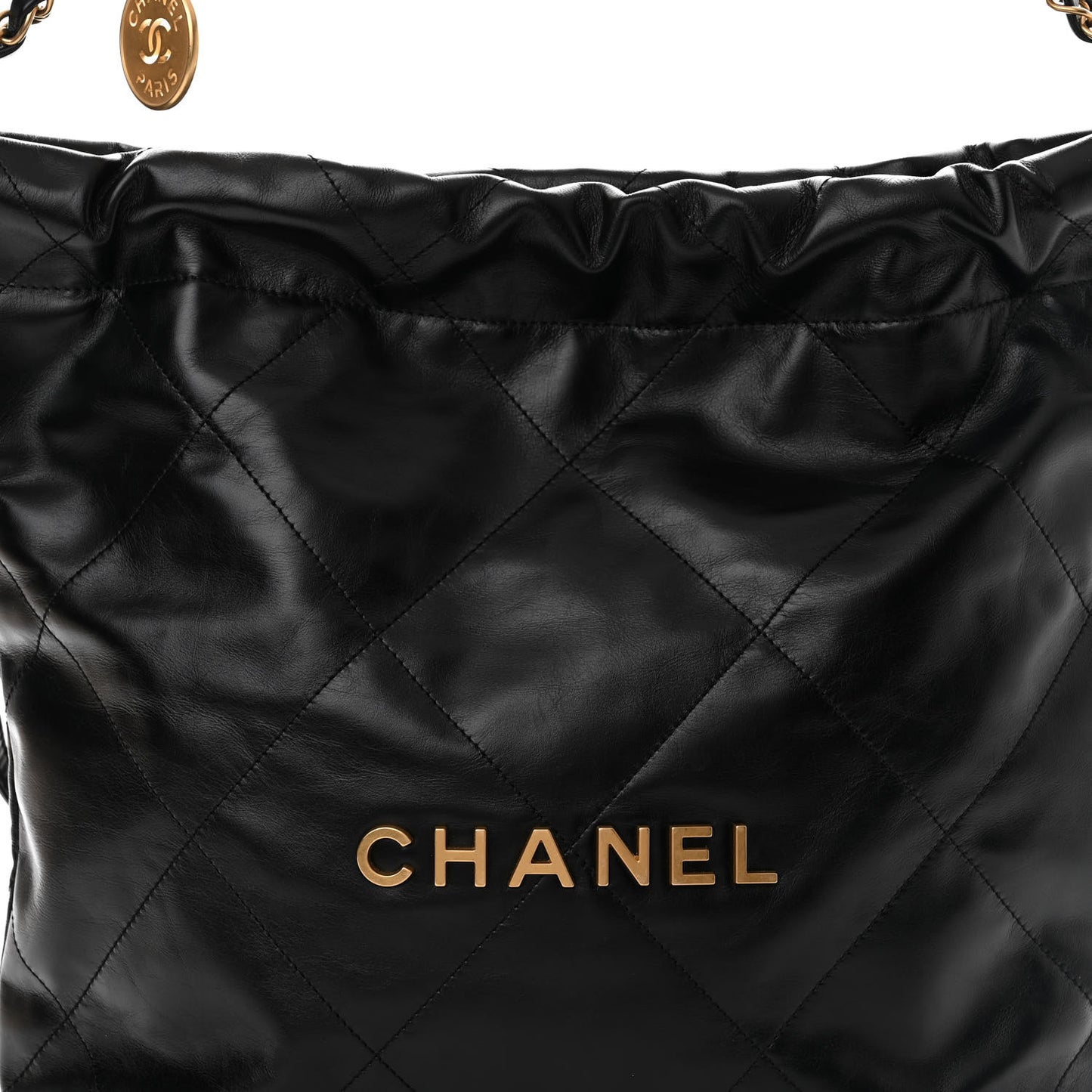 Shiny Calfskin Quilted Small Chanel 22 Black