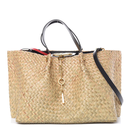 Valentino Garavani Raffia Medium Vlogo Escape Shopper Natural Black Rouge 3 of 22
