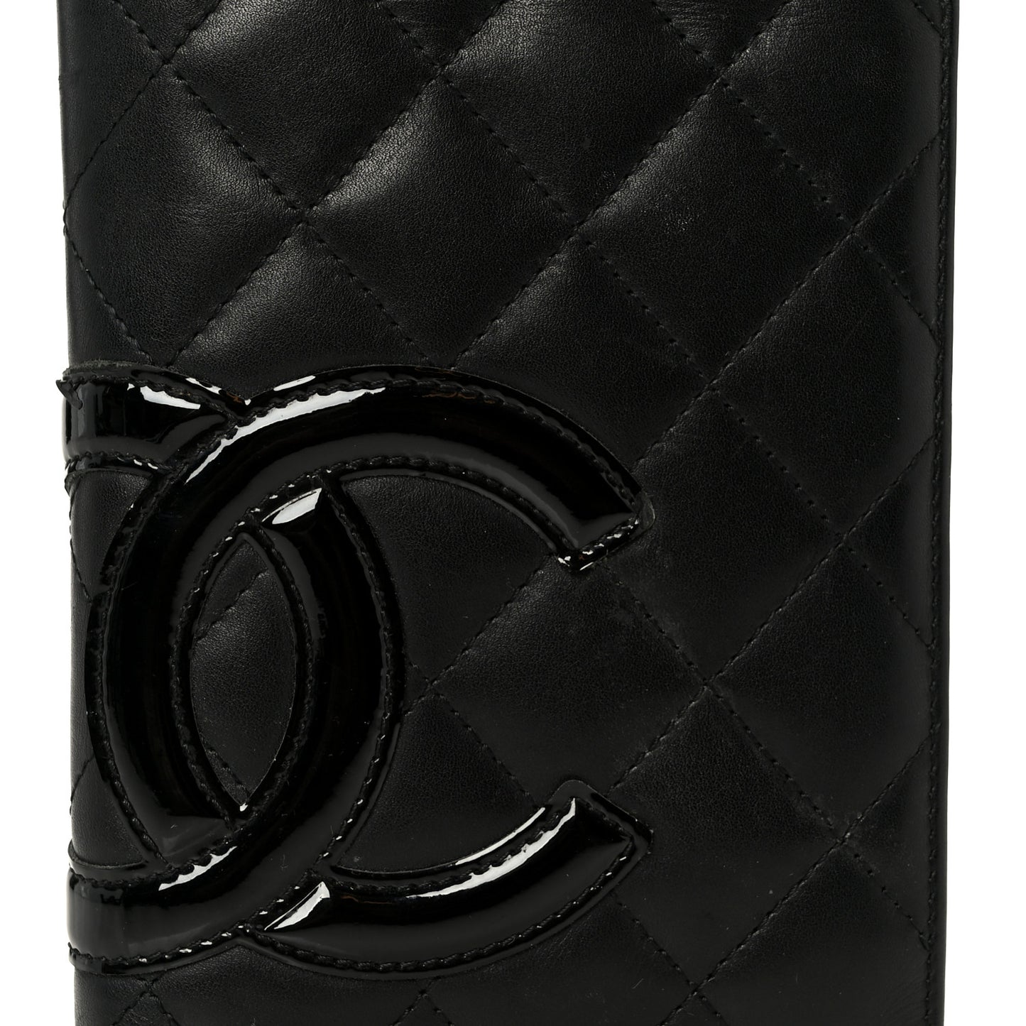 Calfskin Quilted Cambon Yen Wallet Black