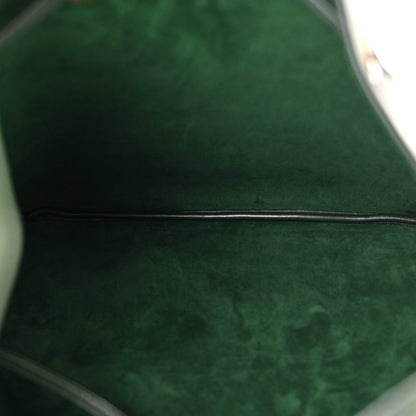 Saint Laurent Calfskin Medium Paris VII Flat Hobo New Vert Fonce 6 of 14