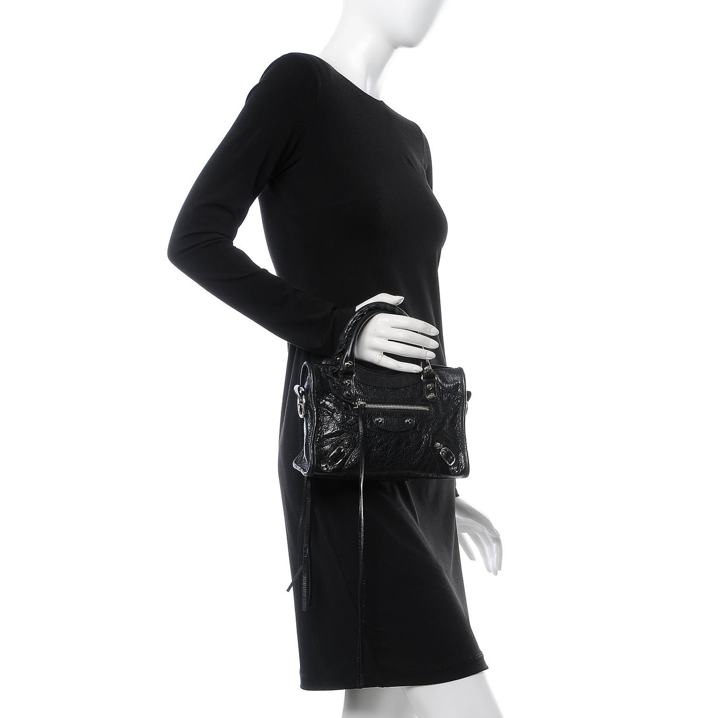 Agneau Classic Silver Hardware Mini City Black