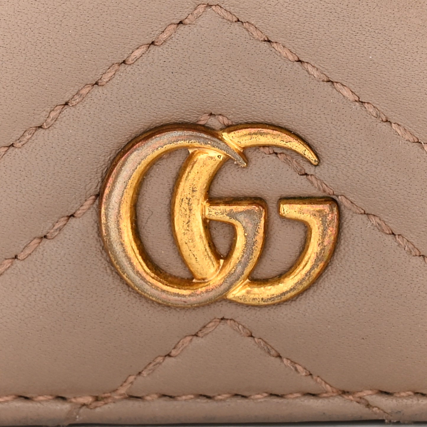 Calfskin Matelasse GG Marmont Card Case Wallet Porcelain Rose